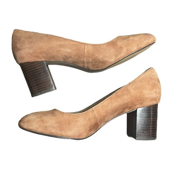Adrienne Vittadini Women's Tan Suede Leather Chunky Block Heels Size 7.5 Retro‎ - Picture 5 of 11